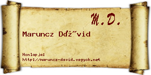 Maruncz Dávid névjegykártya